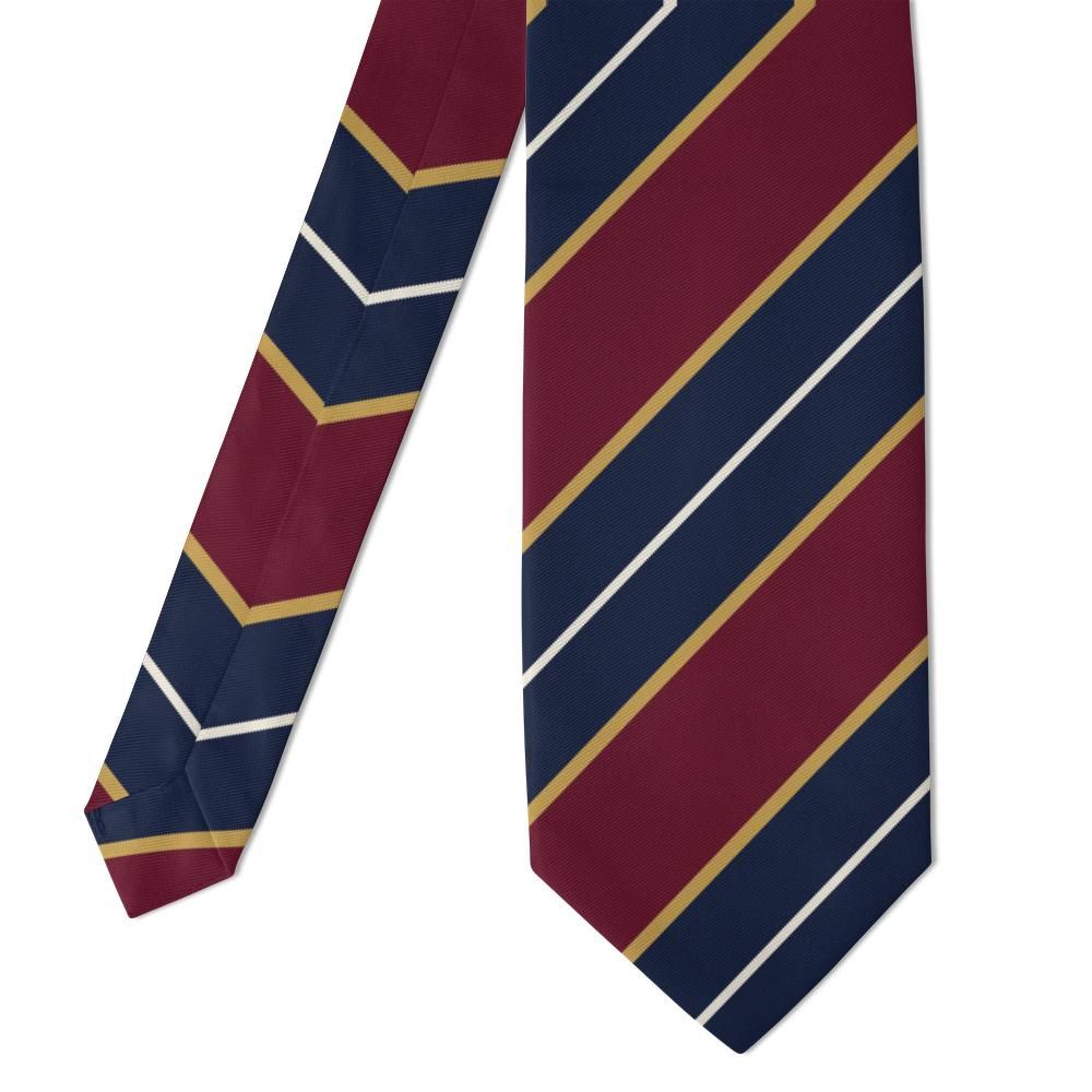 Villeroy burgundy and navy regimental stripe tie — folded detail