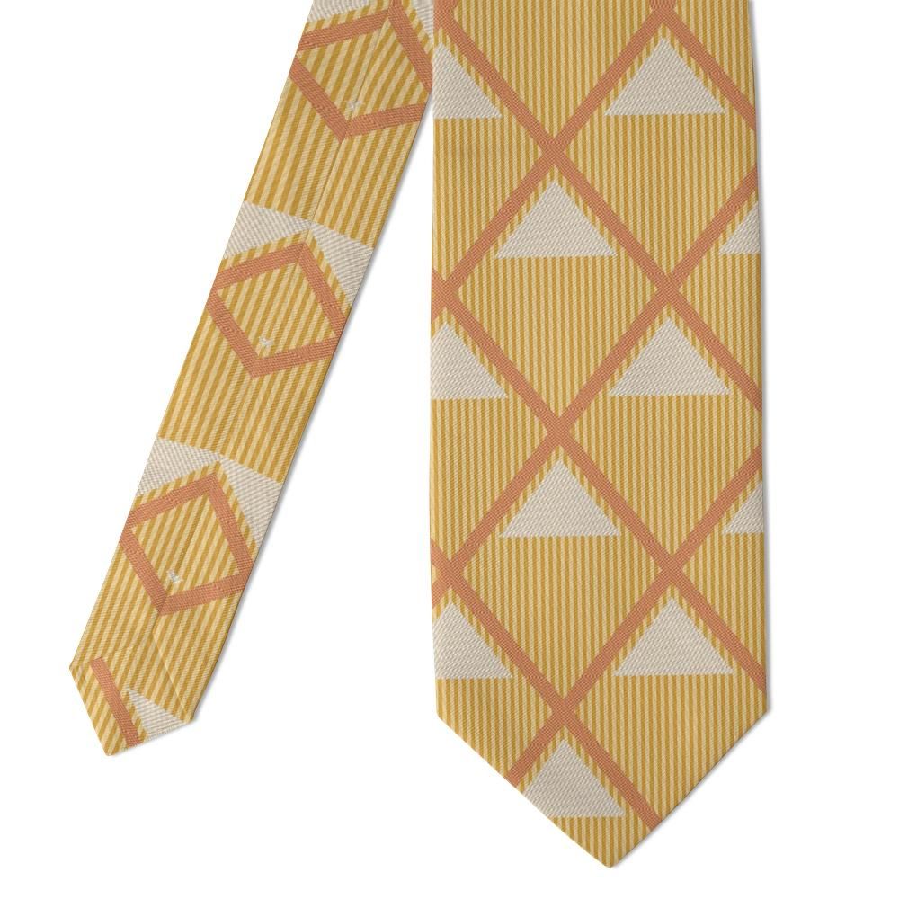 Ossolinski - Gold & Cream Triangle Geometric Tie – Golden Hall