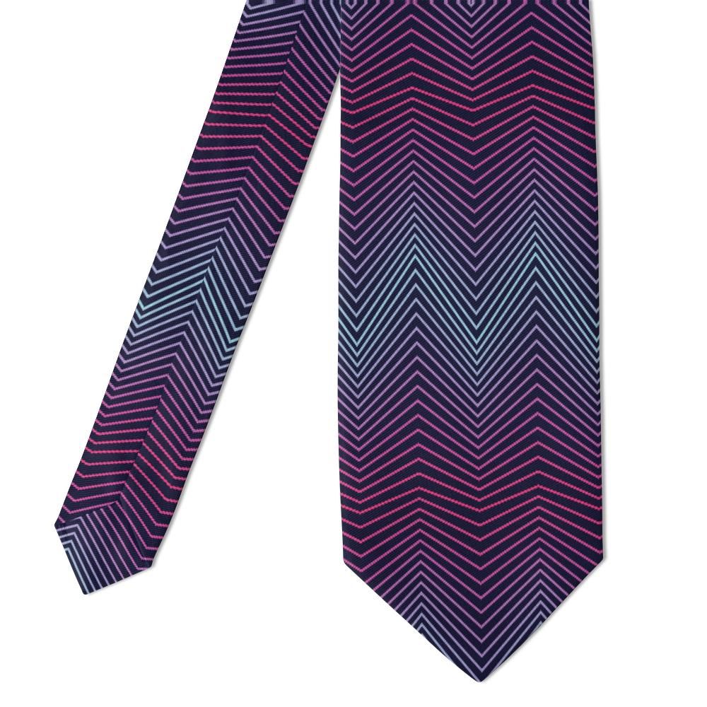 Bielke - Navy & Pink Zigzag Line Tie – Neon Pulse