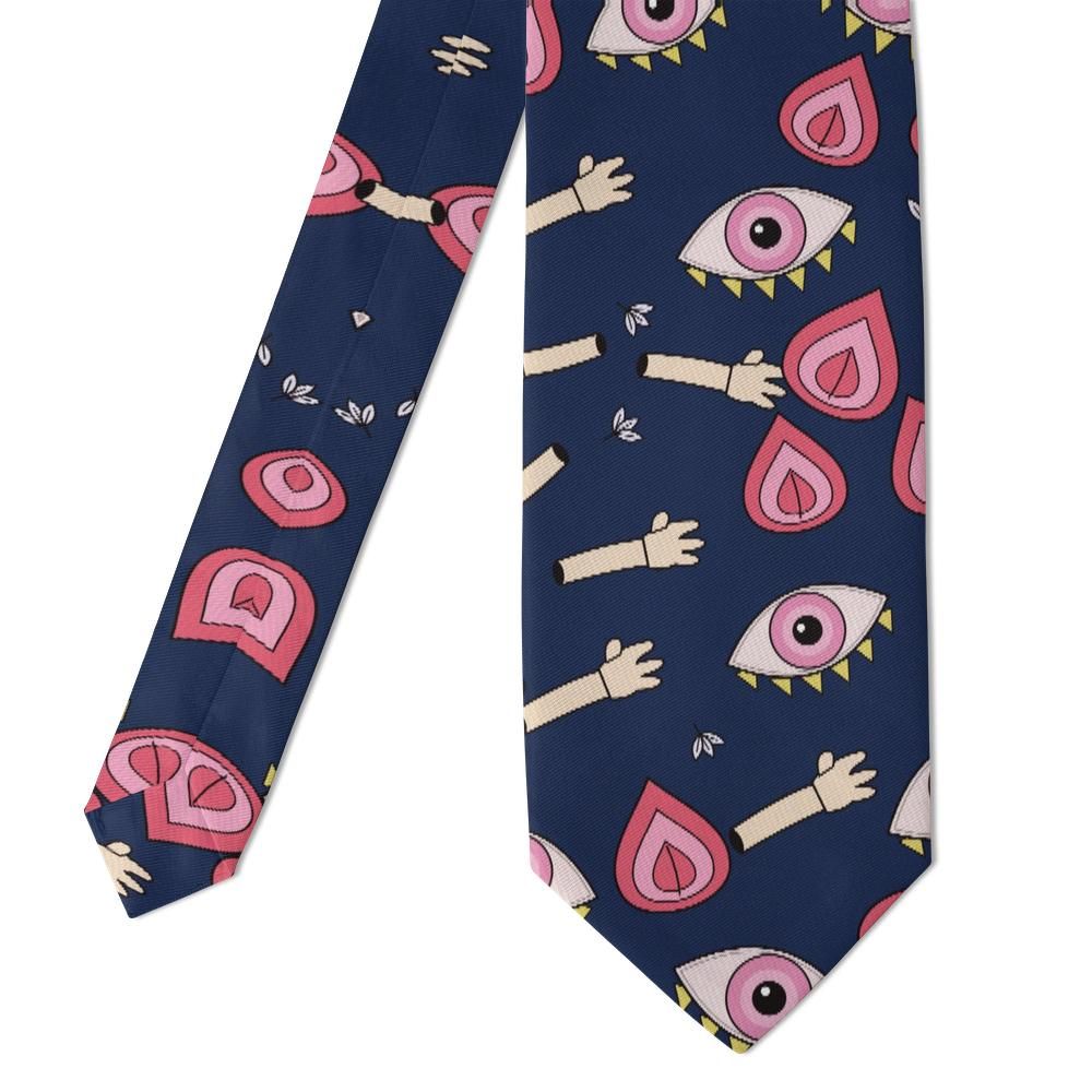 de Gontaut - Navy & Pink Abstract Tie – Midnight Gallery