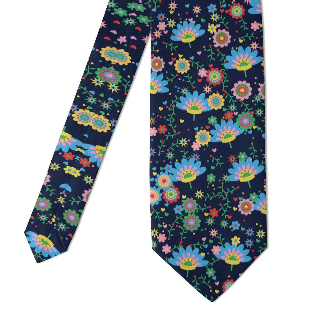 Lindenov - Navy Multicolor Folk Floral Tie – Polish Folk Garden
