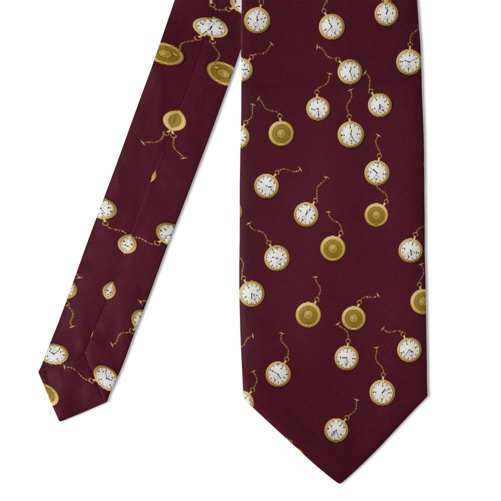 Chodkiewicz - Burgundy & Gold Pocket Watch Tie – Victorian Timepieces with Chains