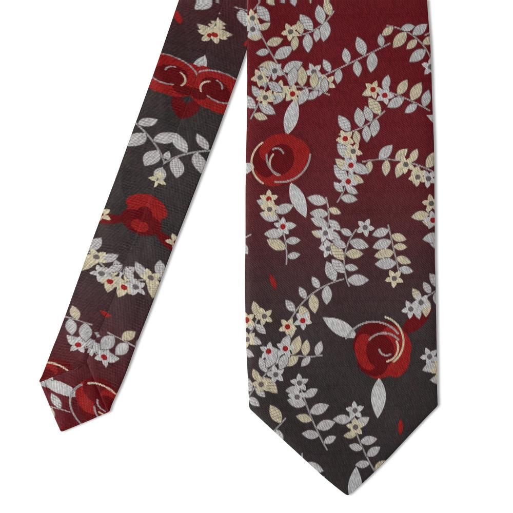 Clary - Burgundy & Silver Ombre Floral Tie – Teplice Evening
