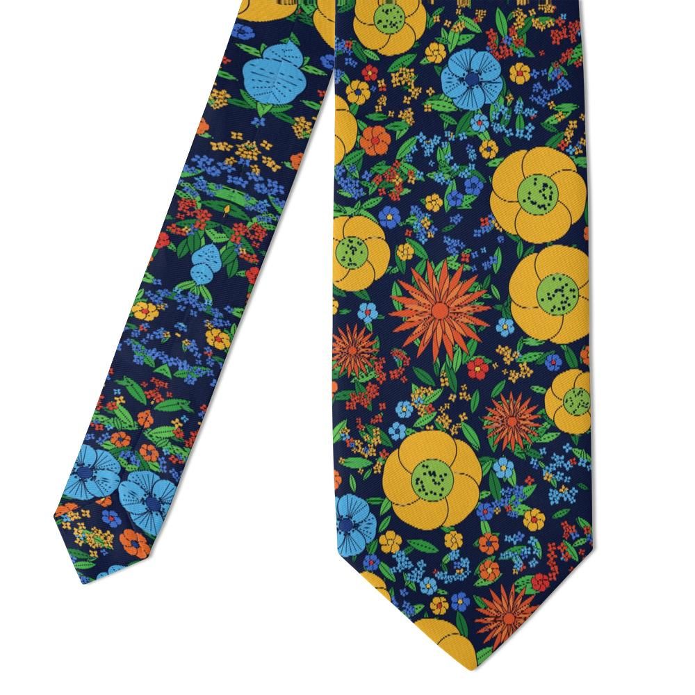 Schimmelmann - Navy & Multicolor Blooming Garden Tie – Summer Border