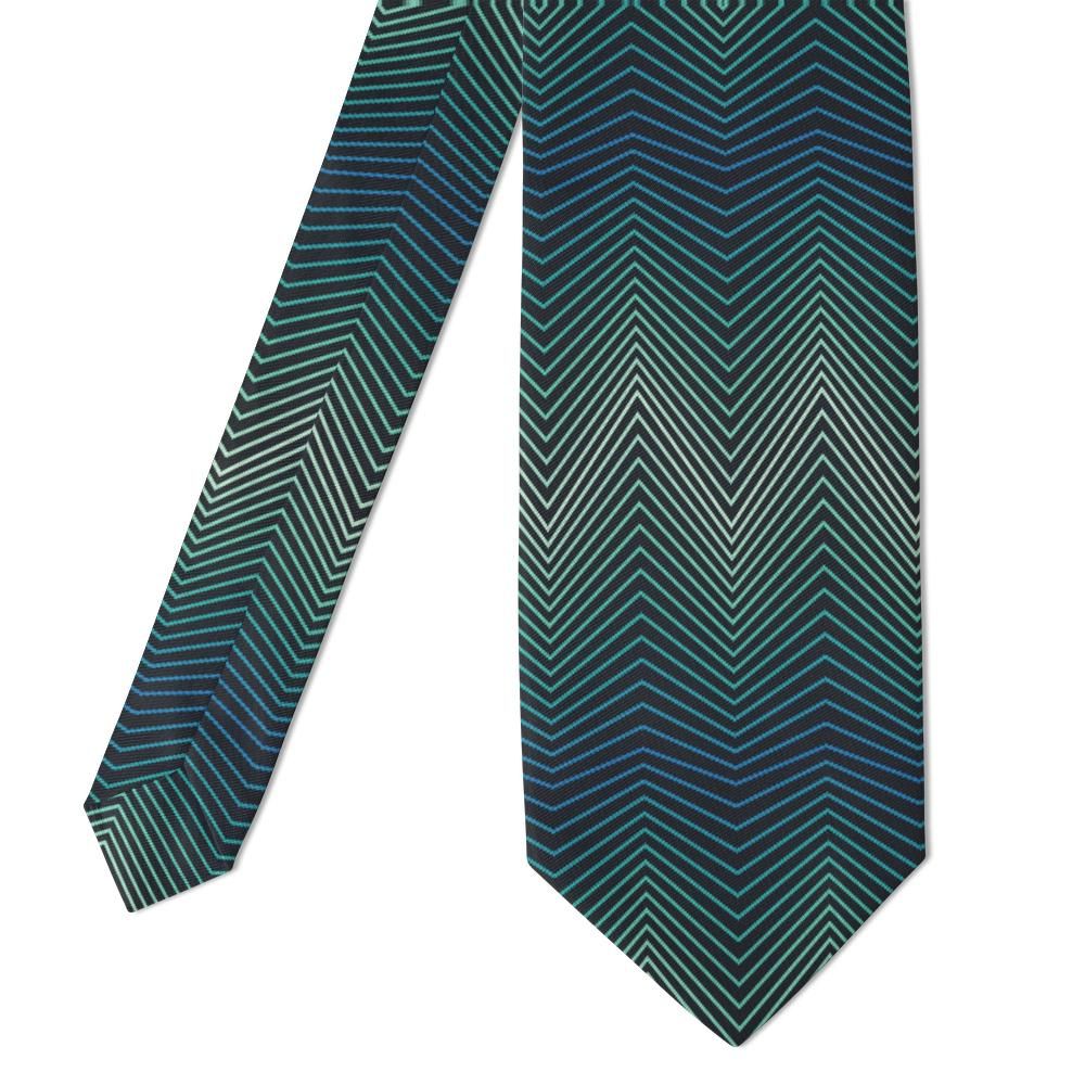 Bielke - Charcoal & Teal Zigzag Line Tie – Electric Tide