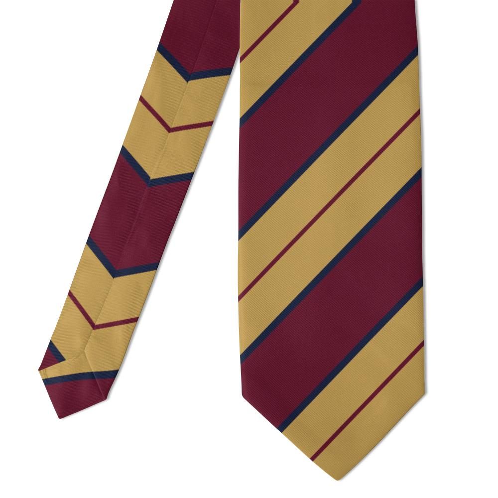 Villeroy - Burgundy & Gold Regimental Stripe Tie – Heritage Stripes with Ceremonial Glow
