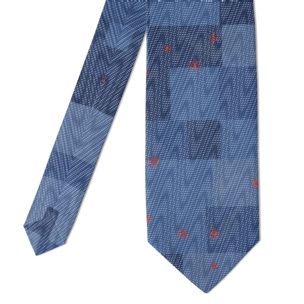 Lange - Indigo Patchwork Kantha Stitch Tie – Bengal Blue