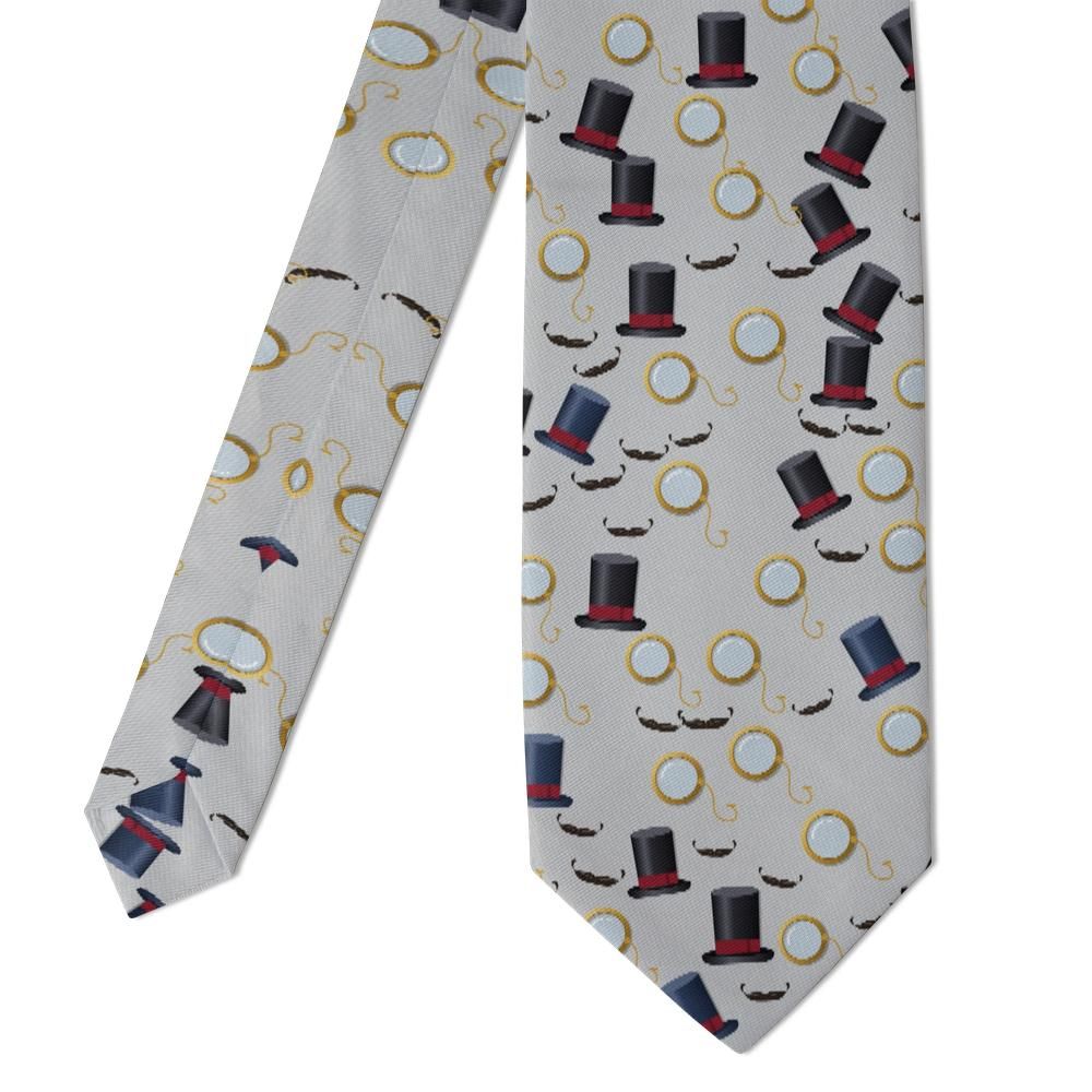 Zbaraski - Silver Grey Monocle & Top Hat Tie – Victorian Wit
