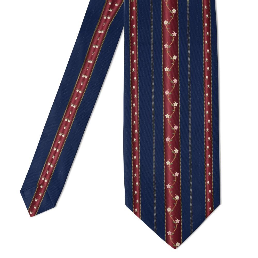 Keglevich - Navy & Burgundy Embroidered Stripe Tie – Court Garden