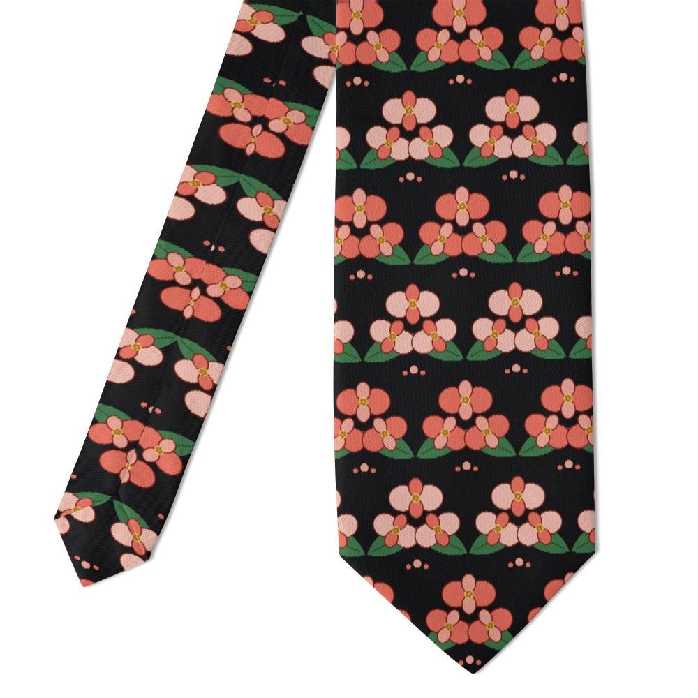Porcia - Black & Coral Begonia Tie – Night Market