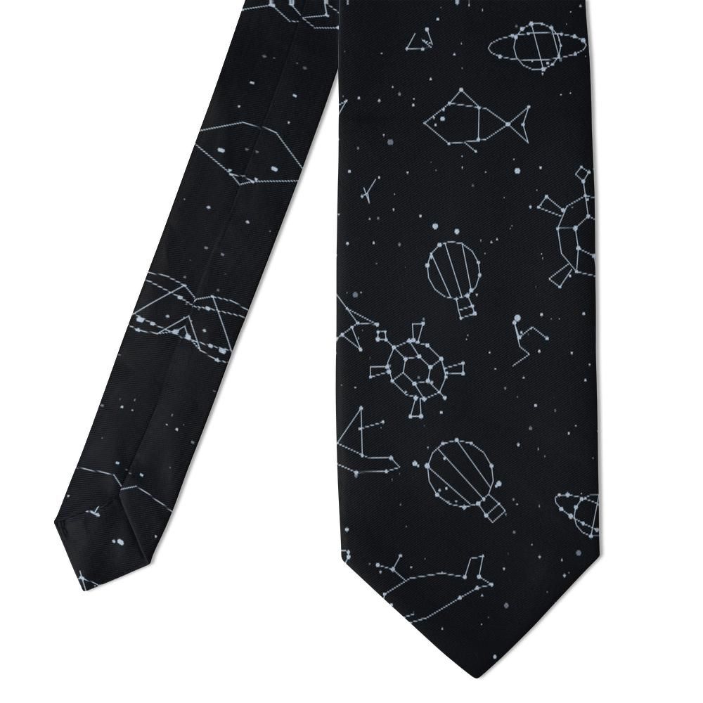 Bille - Black & Silver Constellation Creatures Tie – Night Sky Sketch