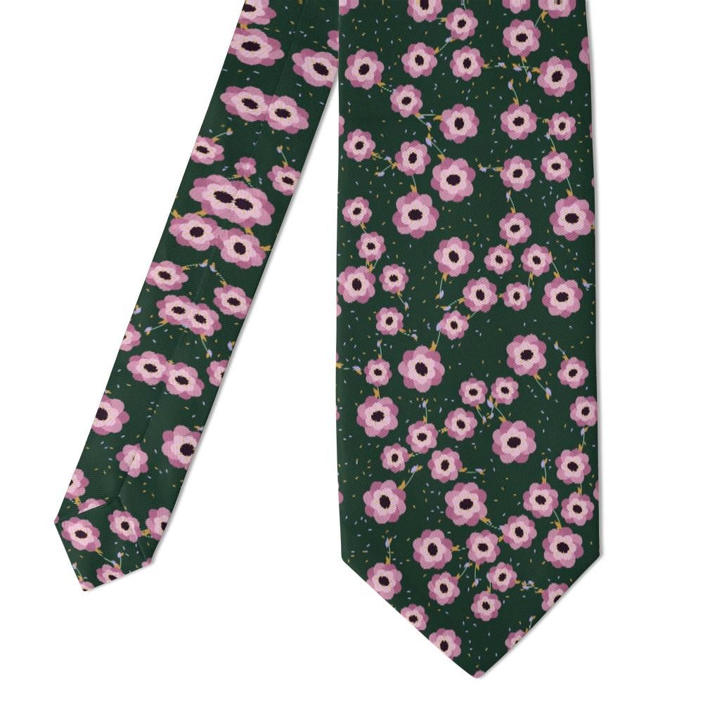 Pazzi - Forest Green & Pink Painted Peony Tie – Spring Wedding
