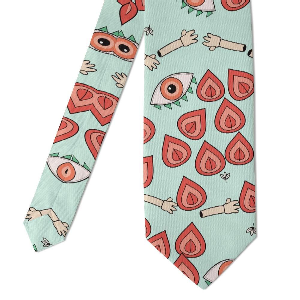 de Gontaut - Mint & Coral Abstract Tie – Surrealist Salon