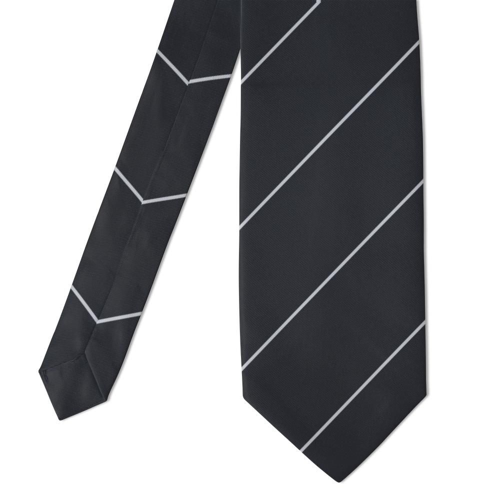 Turenne charcoal and silver pinstripe tie — folded detail