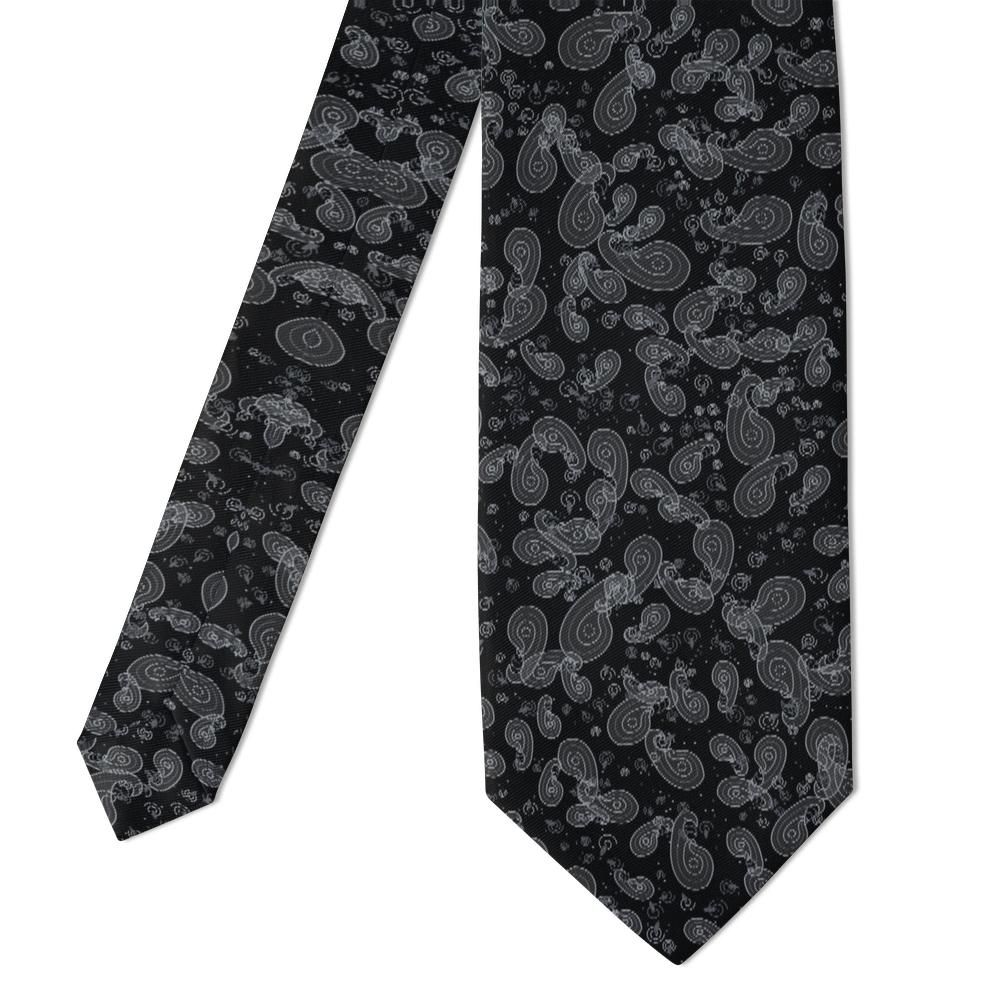 Aragon - Silver & Black Paisley Tie – Black Tie Gala
