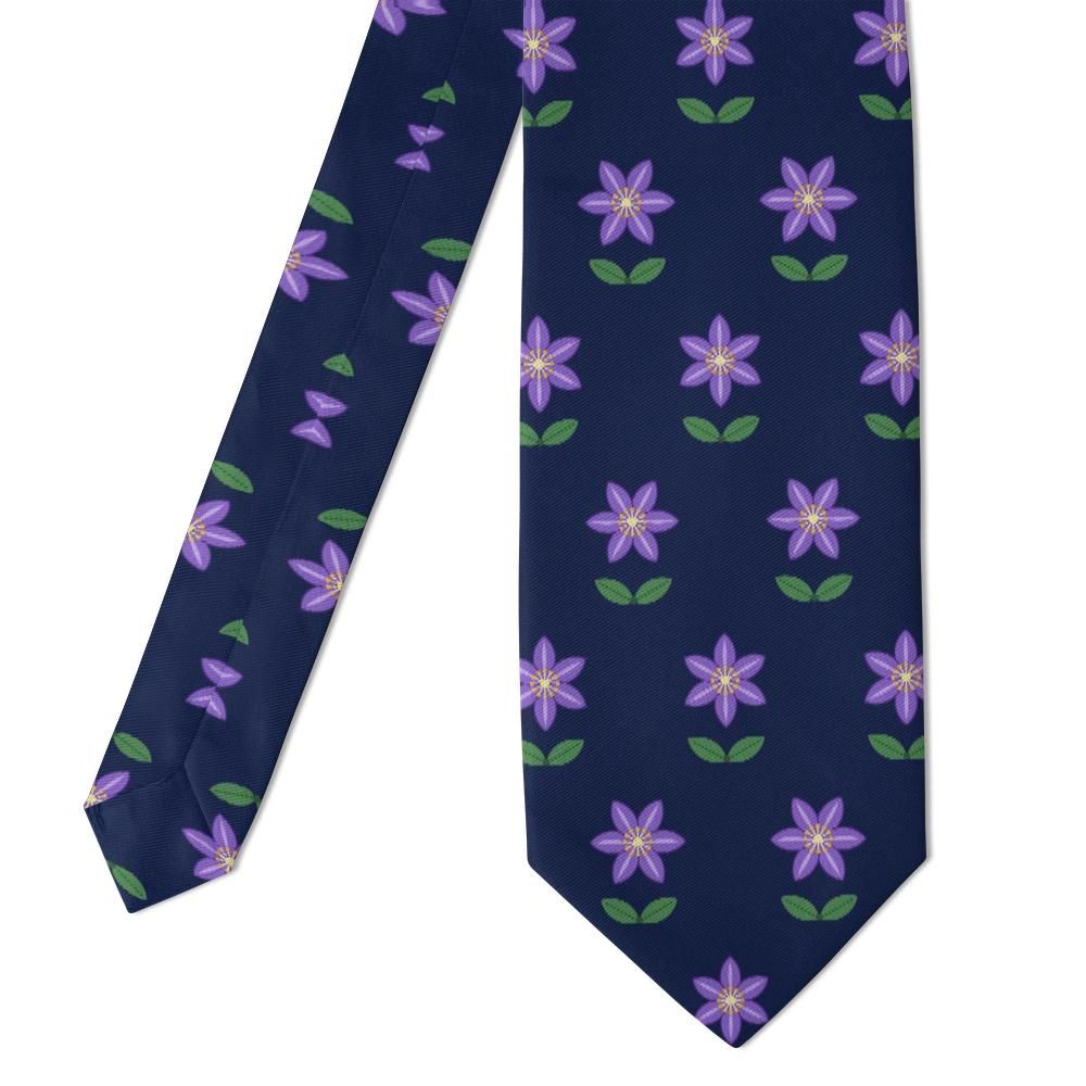 Tuyll - Navy & Violet Clematis Tie – Evening Climber