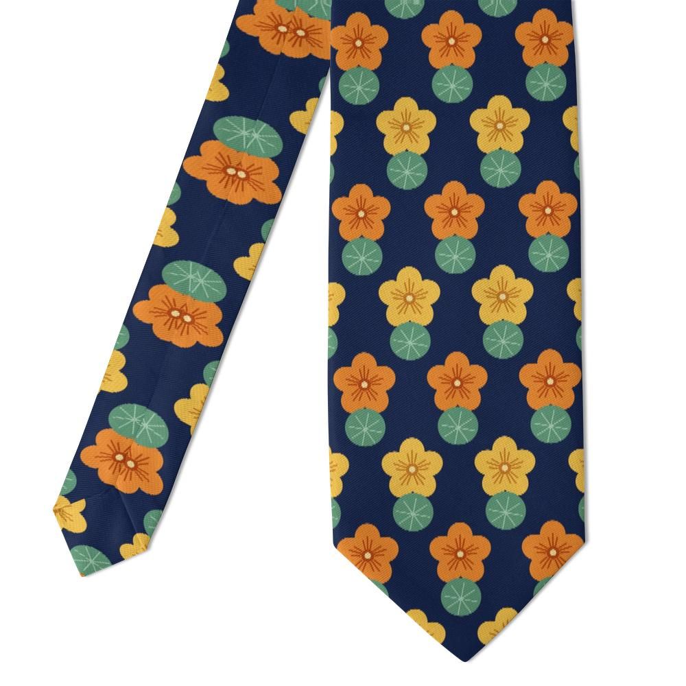 Taxis - Navy & Orange Nasturtium Tie – Kitchen Garden