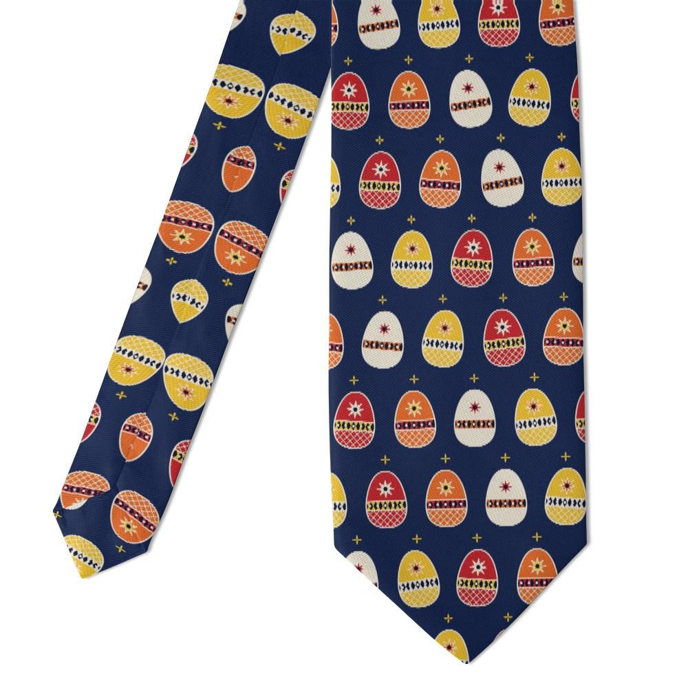 Rosenstand - Navy Multicolor Pysanka Egg Tie – Carpathian Night
