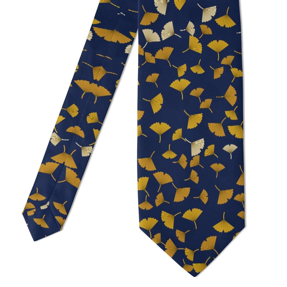 Buchwald - Navy & Gold Ginkgo Leaf Tie – Autumn in Kyoto