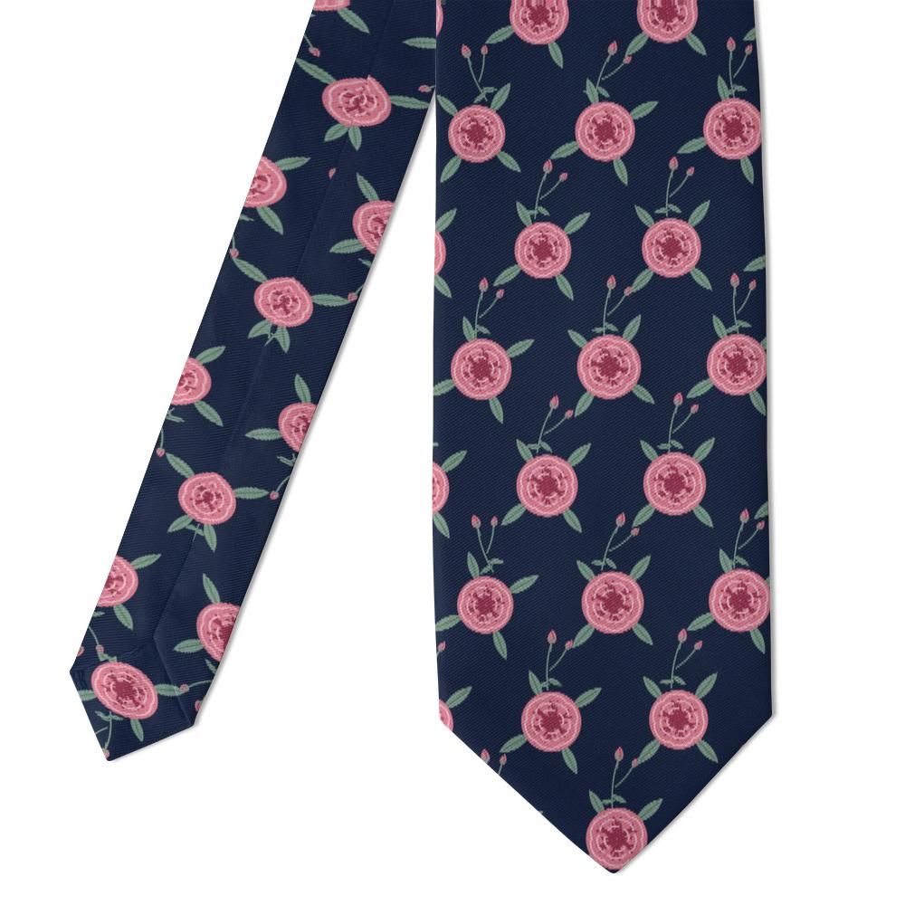 Thott - Navy & Pink Cabbage Rose Tie – Cottage Romance