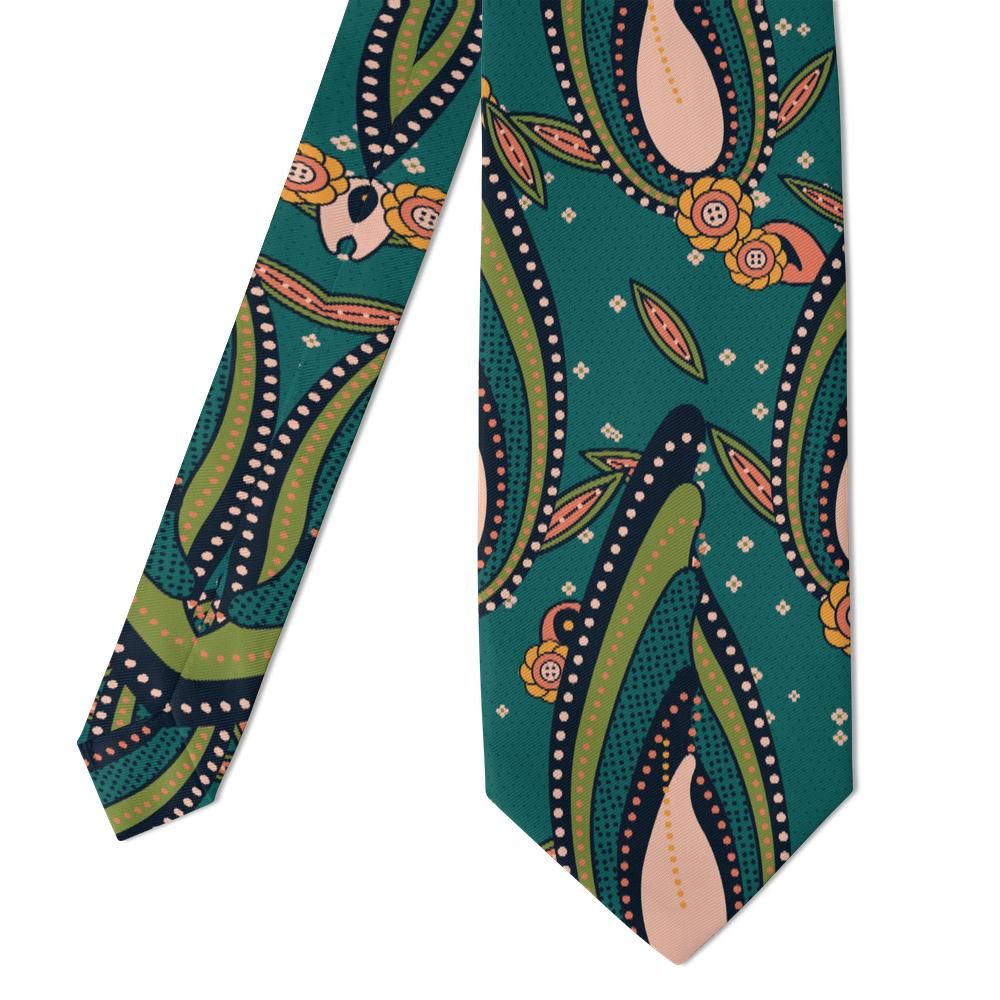 Valier - Teal & Coral Leaf Paisley Tie – Lagoon Bloom