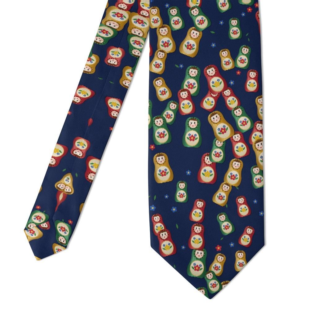 Koniecpolski - Navy Matryoshka Doll Tie – Folk Art Charm