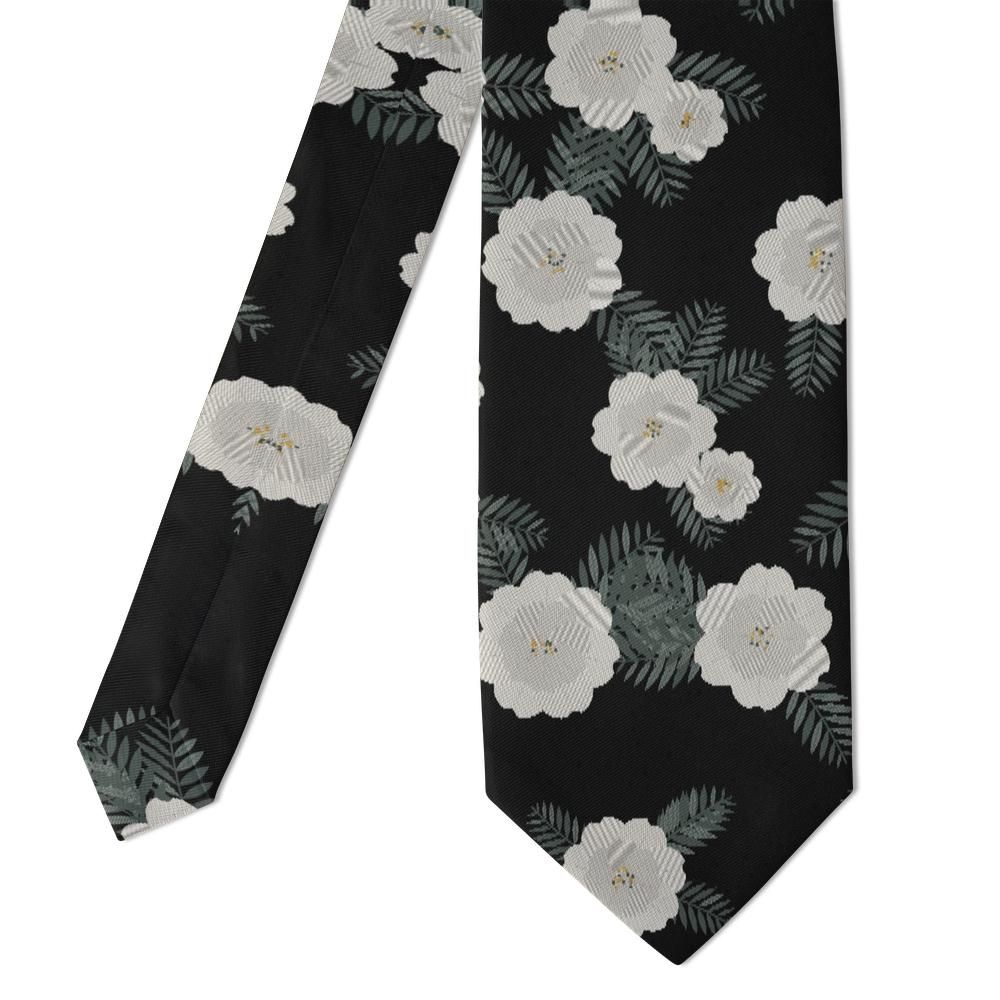 Gassion - Black & White Floral Tie – Moonlit Garden
