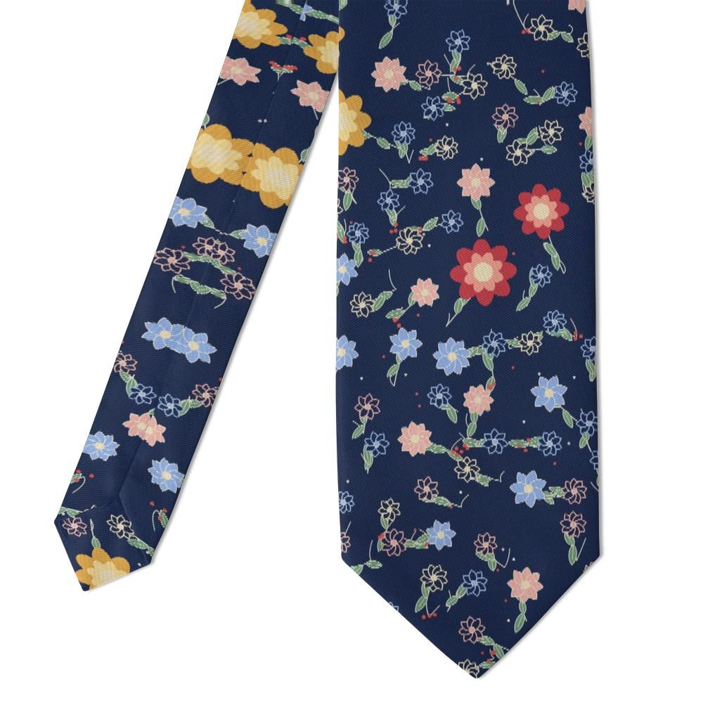 Ahlefeldt - Navy & Coral Chintz Floral Tie – Winter Garden