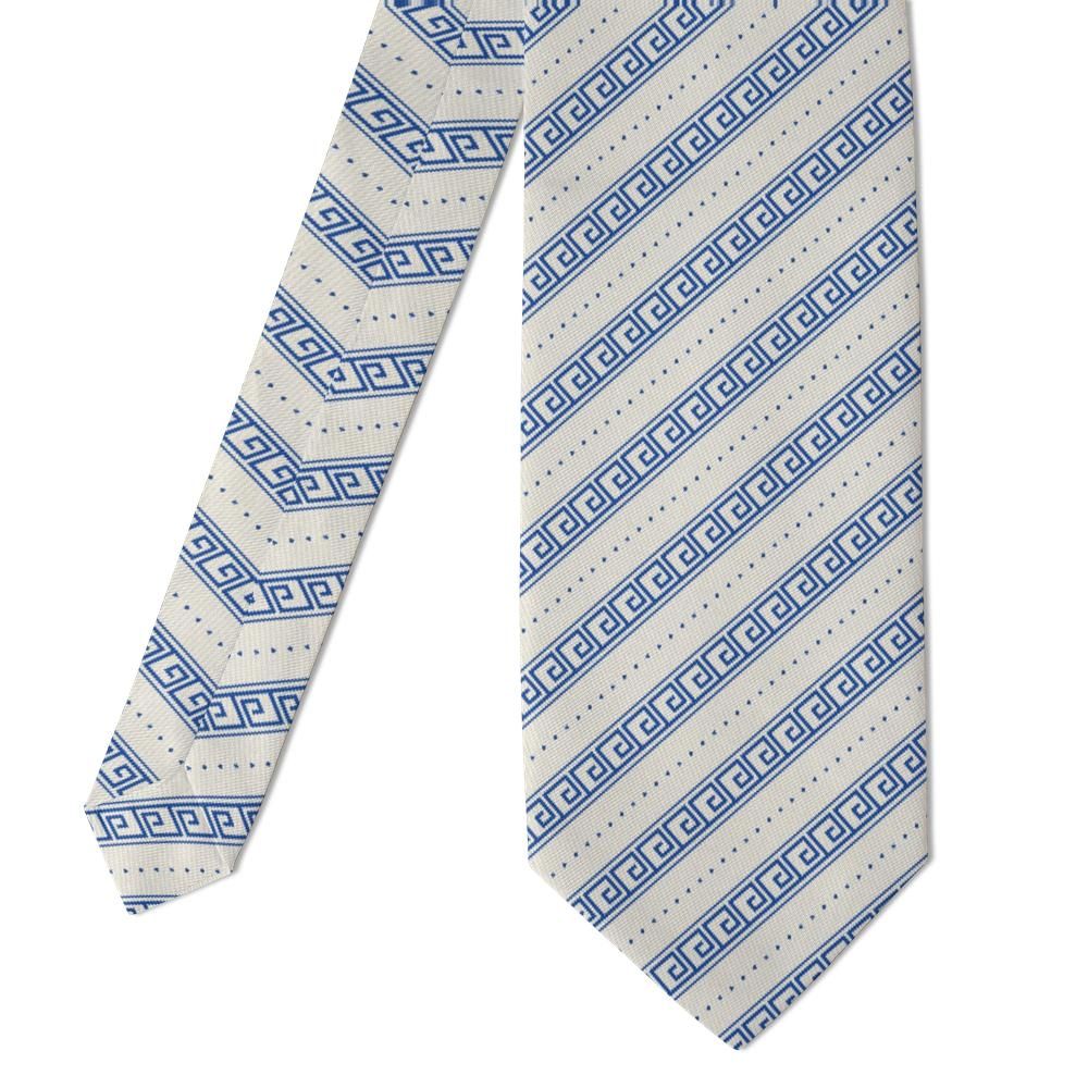 Brockdorff - Ivory & Blue Greek Key Tie – Timeless Meander Elegance
