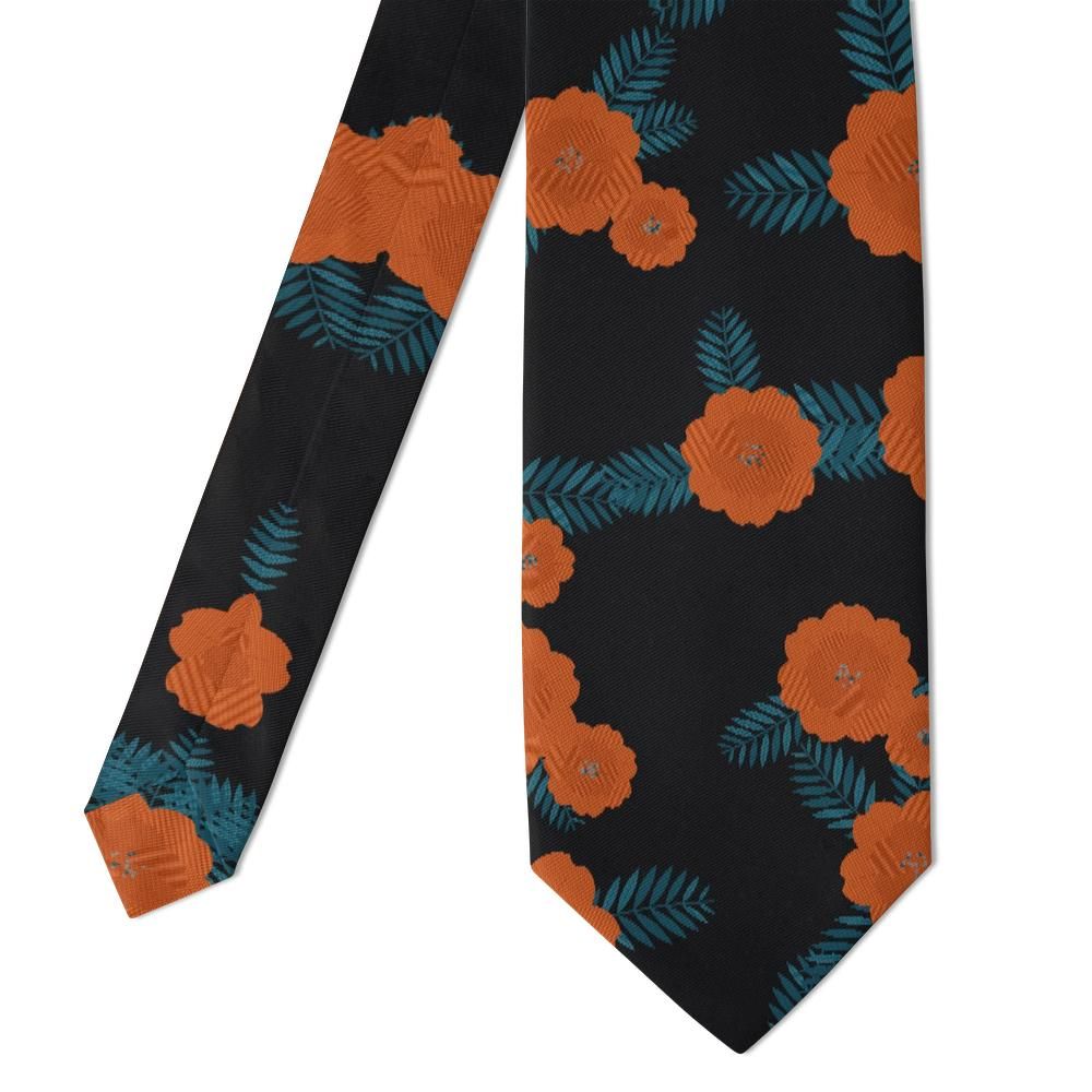 Gassion - Black & Orange Floral Tie – Statement Bloom