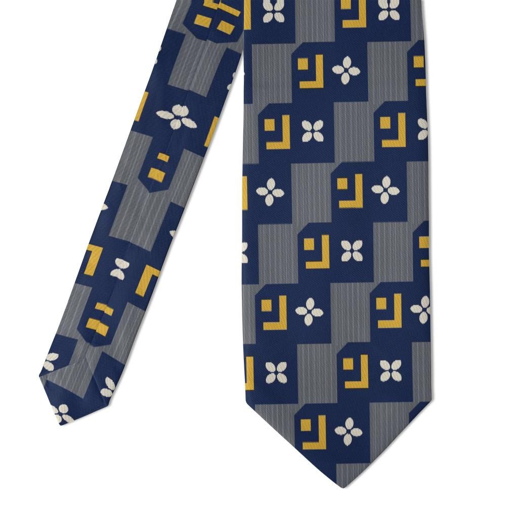 Kolowrat - Navy & Gold Stepped Geometric Tie – Vltava Evening