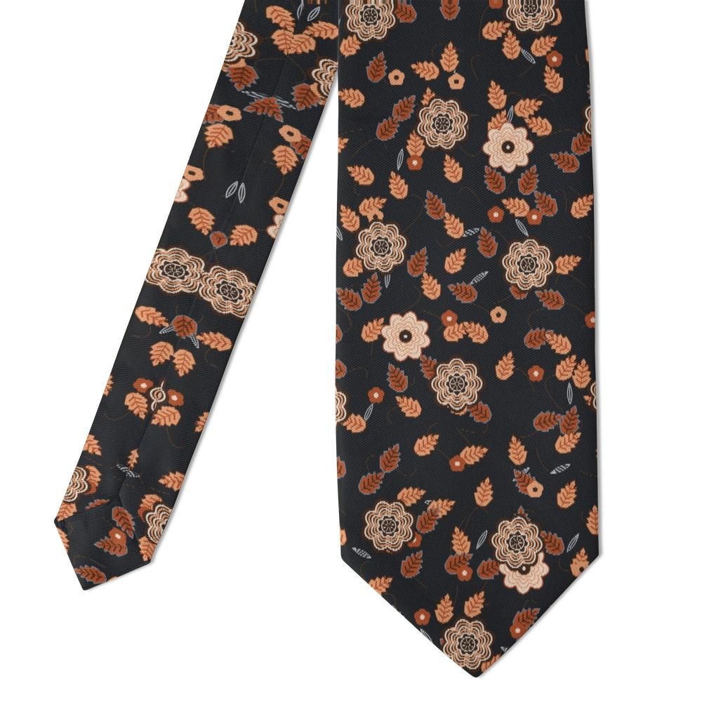 Este - Black & Copper Floral Tie – Autumn Garden