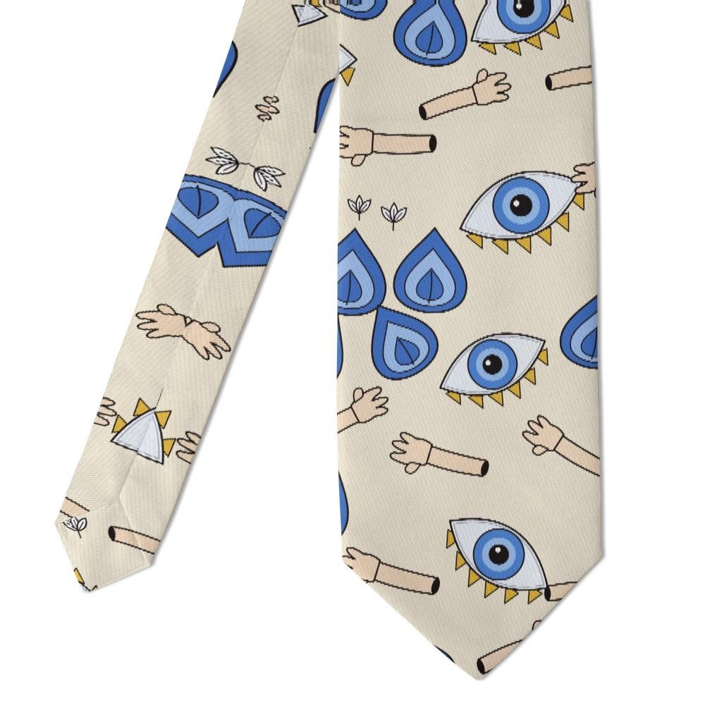 de Gontaut - Cream & Cobalt Abstract Tie – Atelier Dream