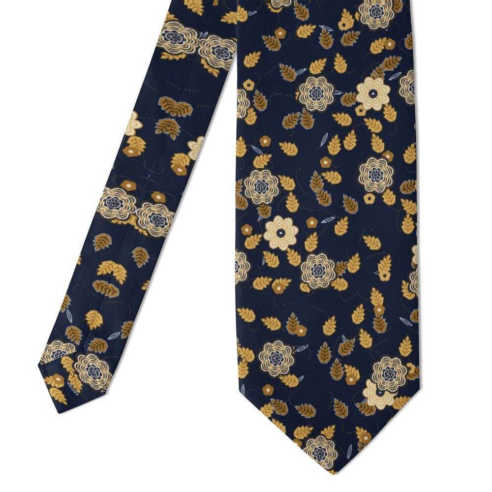 Este - Navy & Gold Floral Tie – Harvest Night