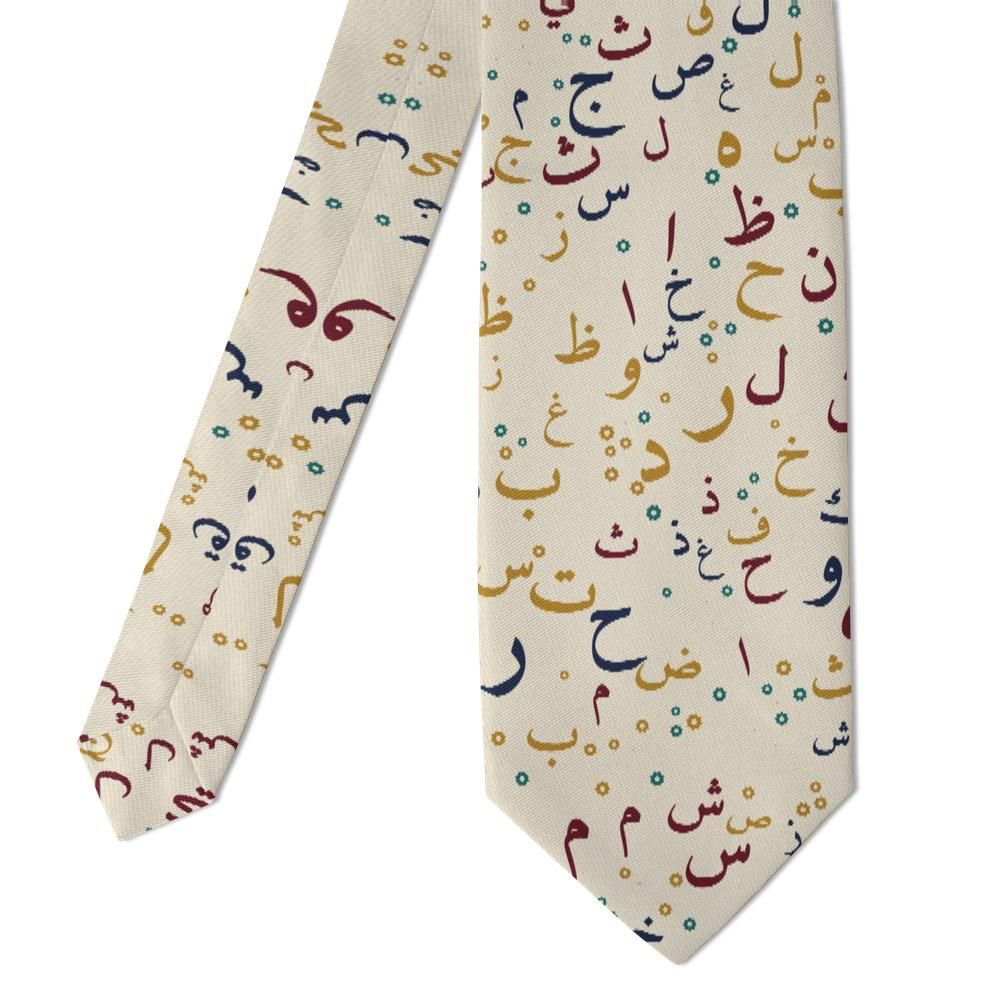 Krasicki - Cream Arabic Letters Tie – Scholar's Page