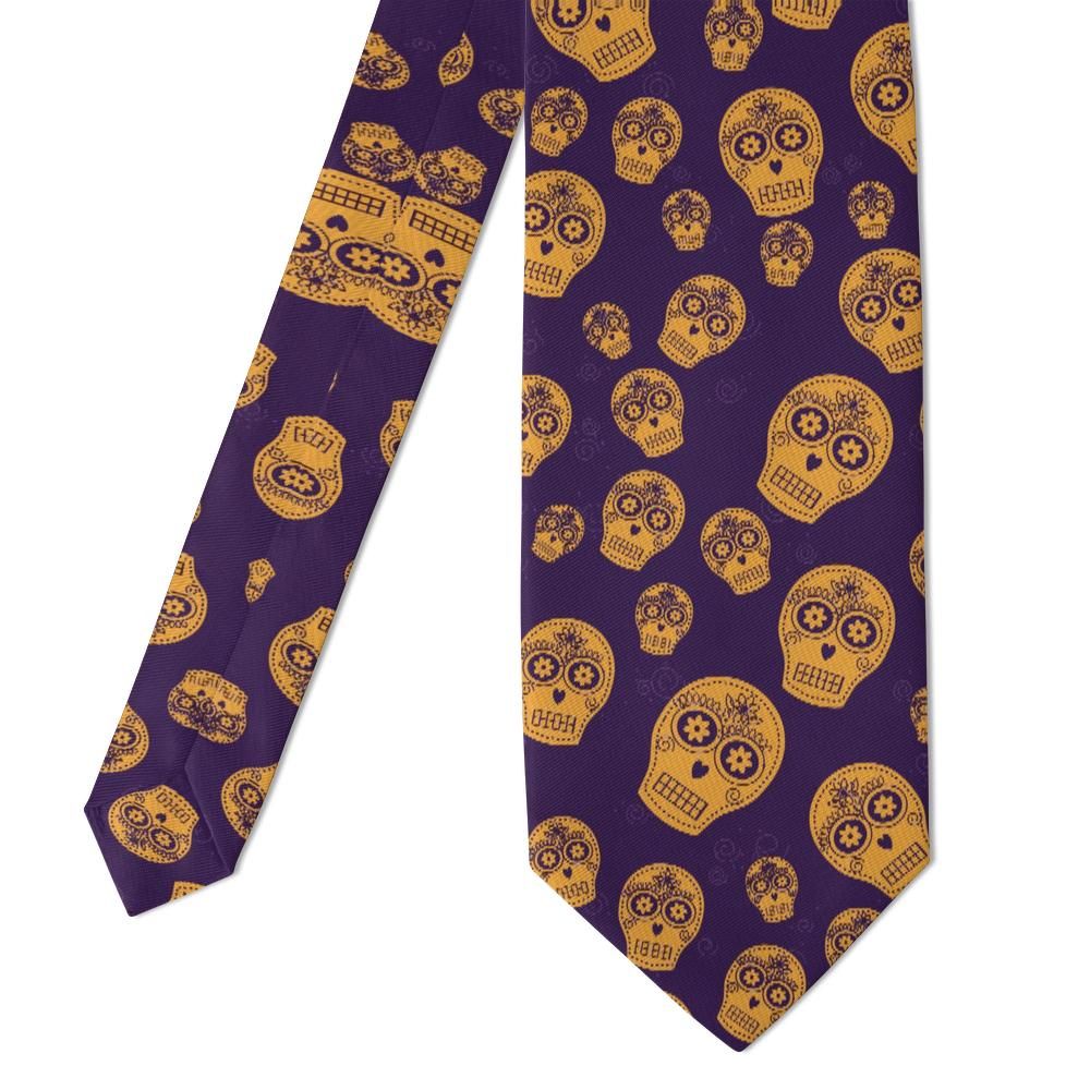 Krag - Purple & Marigold Sugar Skull Tie – Marigold Fiesta