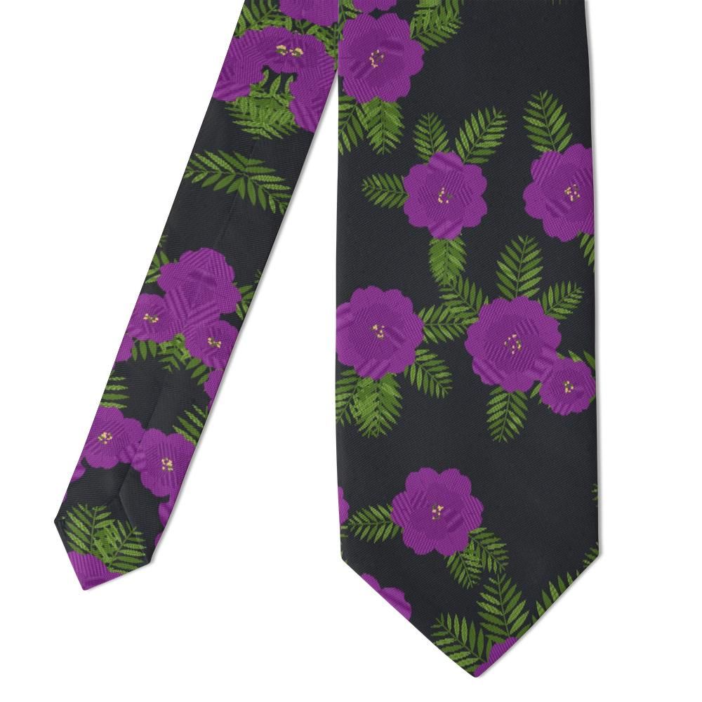 Gassion - Charcoal & Purple Floral Tie – Subtle Drama