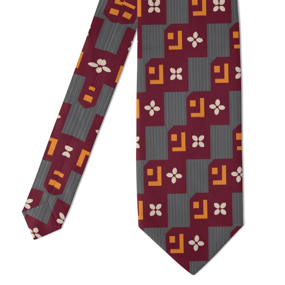 Kolowrat - Burgundy & Grey Stepped Geometric Tie – Prague Staircase