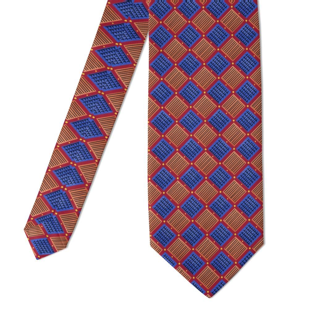 Foucquet - Blue & Coral Abstract Block Tie – Sunset Bazaar