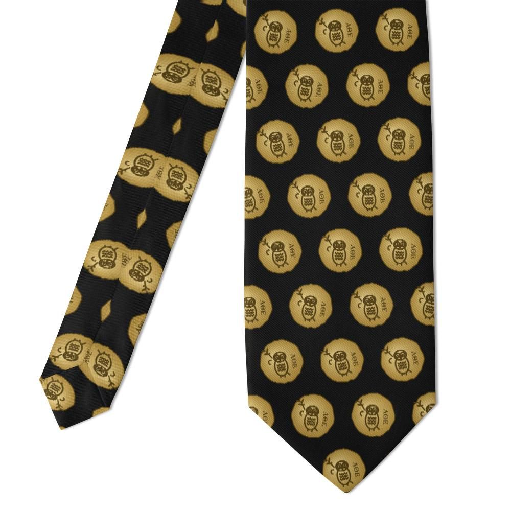 Lunge - Black & Gold Athena Owl Coin Tie – Ancient Wisdom of Athens