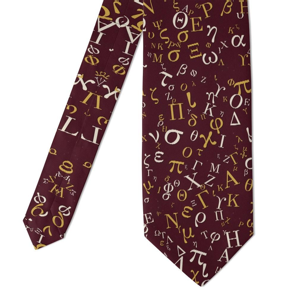 Raczynski - Burgundy & Gold Greek Letters Tie – Classics Scholar