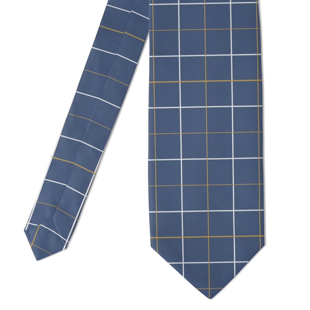 Choiseul slate blue windowpane tie — folded detail