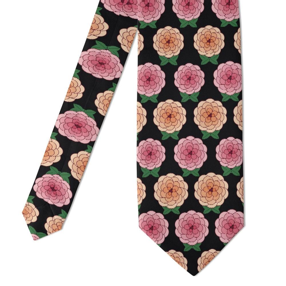 Lamberg - Black & Pink Ranunculus Tie – Midnight Bouquet