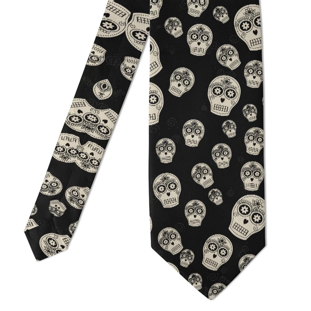 Krag - Black & Bone Sugar Skull Tie – Calavera Night