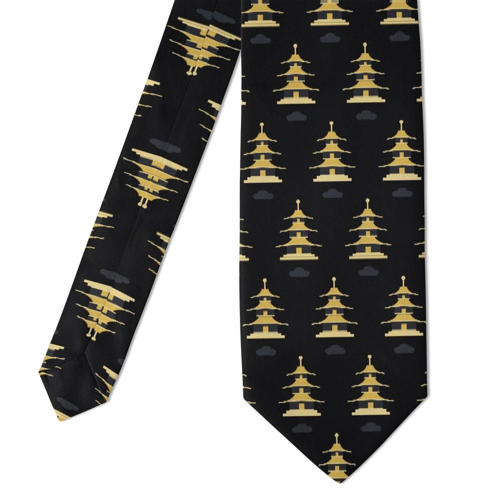 Rožmberk - Black & Gold Pagoda Tie – Moonlit Tower