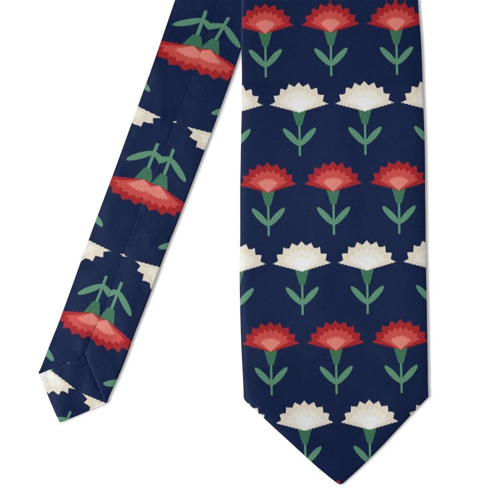 Reuss - Navy & Red Carnation Tie – Buttonhole