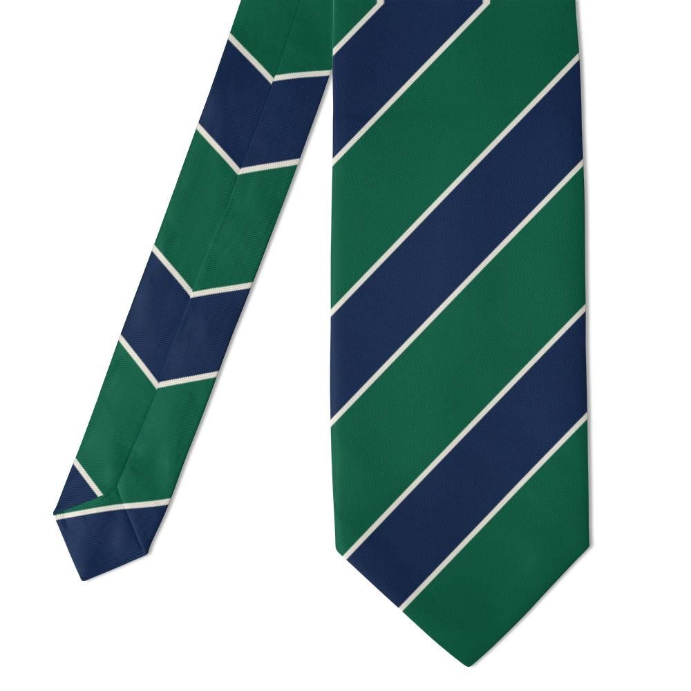 Harcourt emerald and navy regimental stripe tie — folded detail