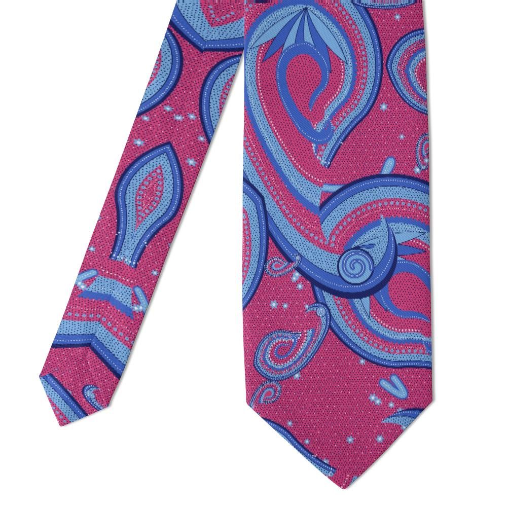 Colloredo - Fuchsia & Cornflower Stippled Paisley Tie – Salzburg Carnival
