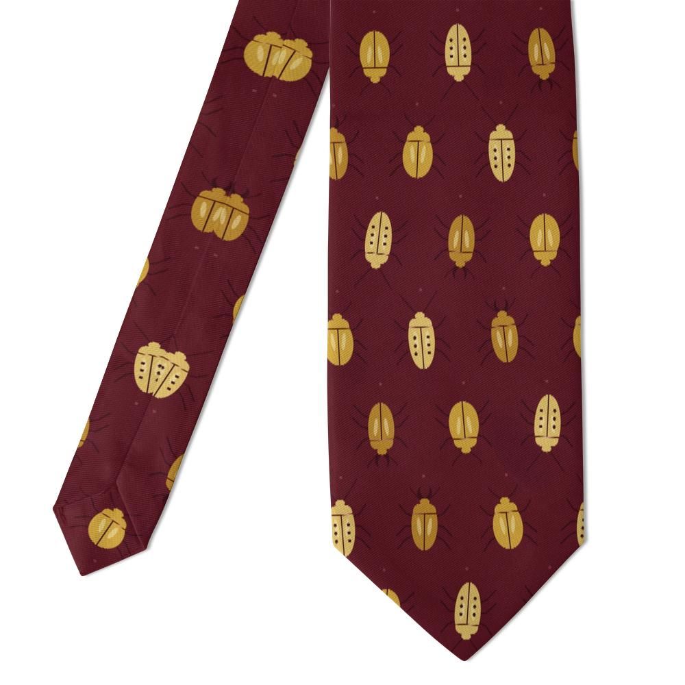 Daa - Burgundy & Gold Beetle Tie – Golden Scarab Luxe