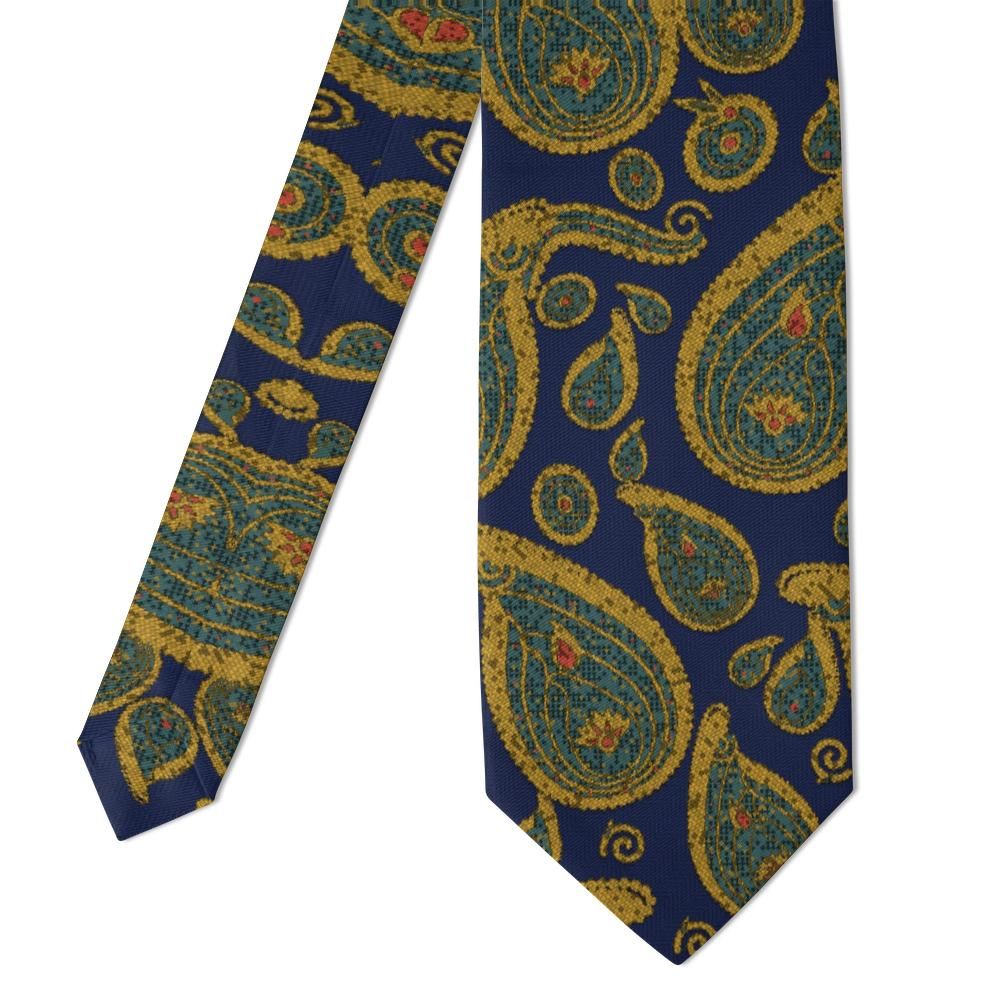 Carafa - Navy & Gold Jacquard Paisley Tie – Neapolitan Night